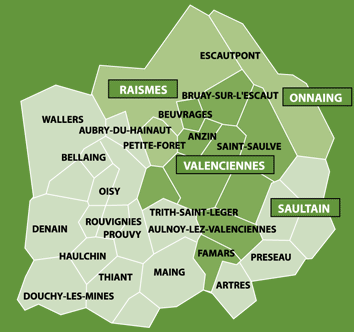 Plan de l'agglomération de valenciennes