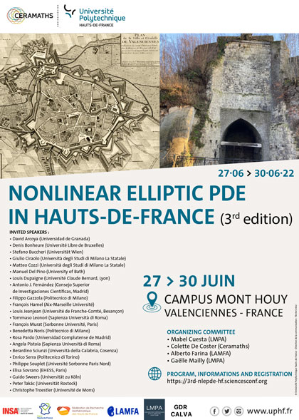Colloque "Nonlinear Elliptic PDE in Hauts-de-France" du 27 au 30 juin 2022,  CERAMATHS - INSA