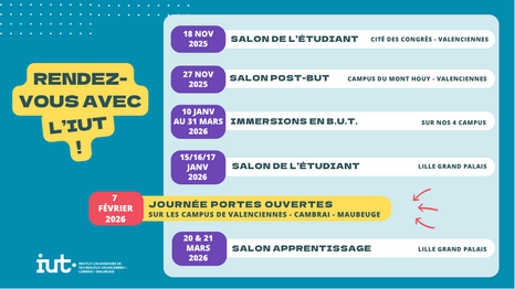 actu dates salons & JPO IUT