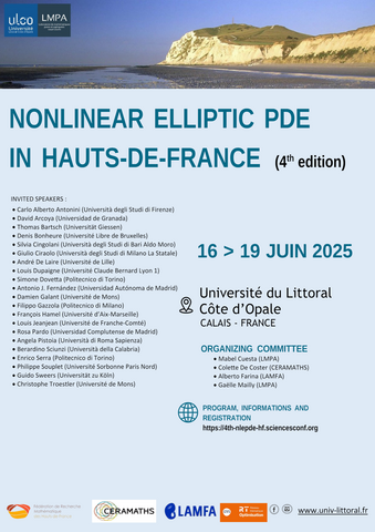 EDP elliptiques non linéaires en Hauts-de-France, 4e édition EDP elliptiques non linéaires en Hauts-de-France, 4e édition