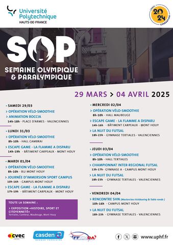 Semaine Olympique et Paralympique - Du 29 mars au 4 avril 2025 - Affiche et le programme complet